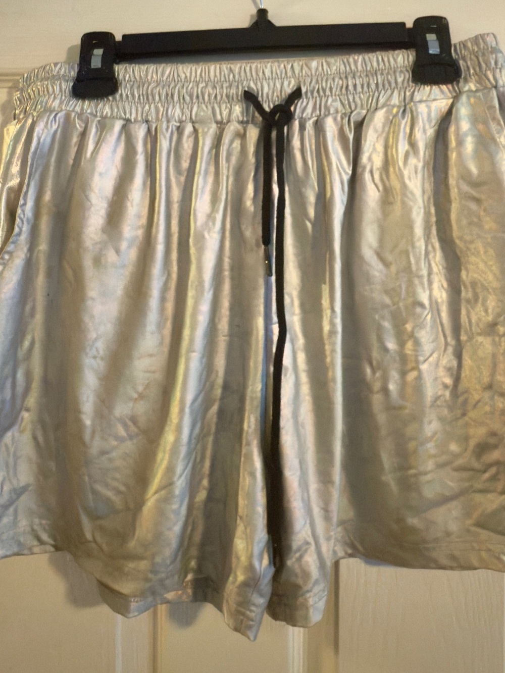 SHEIN Metallic Silver Drawstring Athletic Shorts